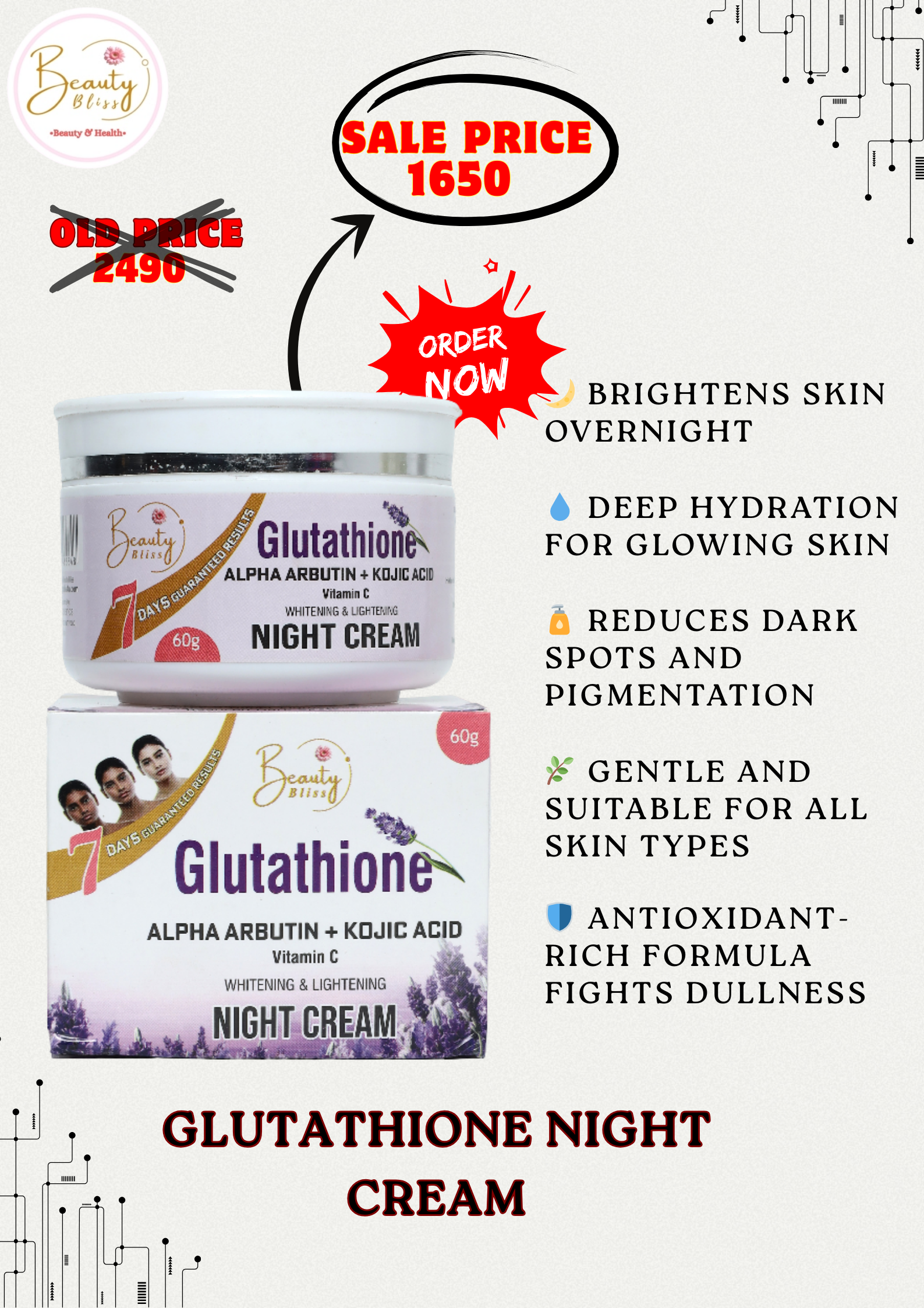 Glutathione Night Cream Best Result ( Face & Full body Cream )